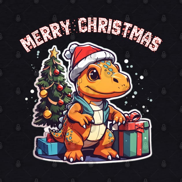 Christmas trex dinosaur wishing merry Christmas by sukhendu.12